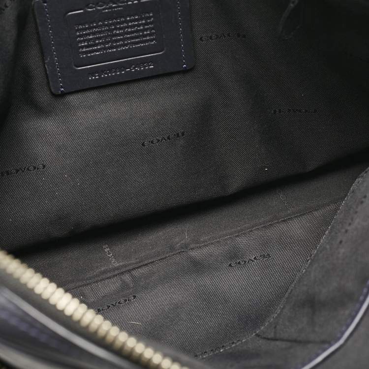 Pre Owned Coach Navy Blue Signature Embossed Leather Hudson Briefcase Laptop Bag