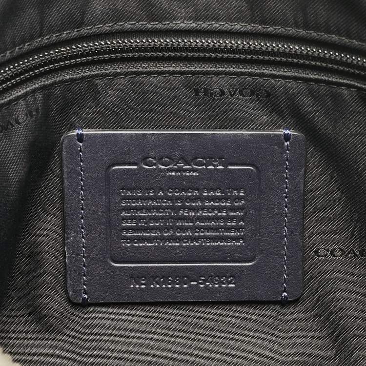 Pre Owned Coach Navy Blue Signature Embossed Leather Hudson Briefcase Laptop Bag
