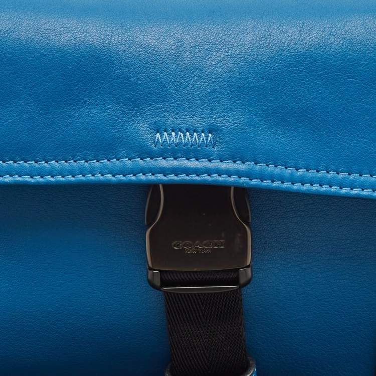 Pre Owned Coach Blue/Brown Leather Pacer Belt Bag
