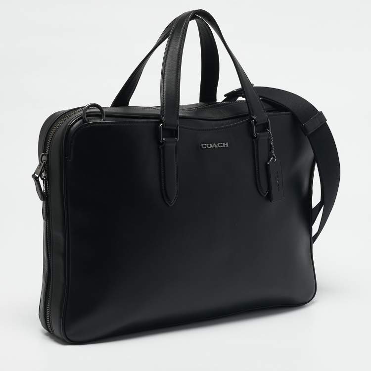 Pre Owned Coach Black Leather Graham Briefcase