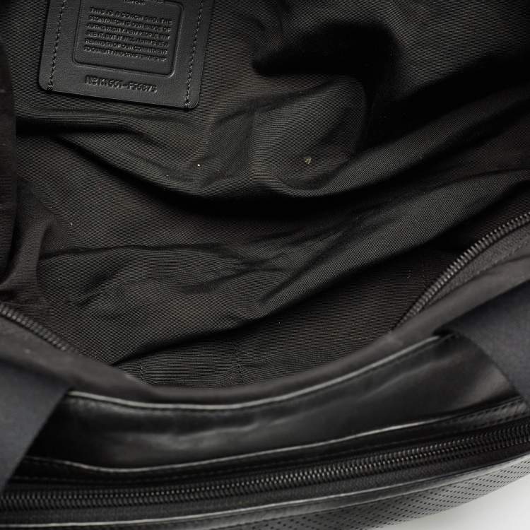 Pre Owned Coach Black Perforated Leather and Nylon Terrain Trek Duffel Bag