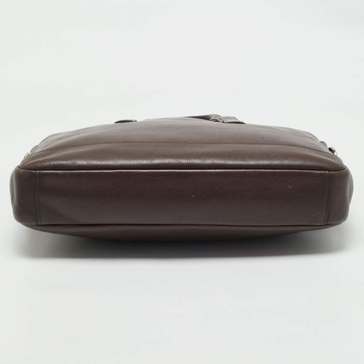 Pre Owned Coach Choco Brown Leather Hamilton Laptop Bag