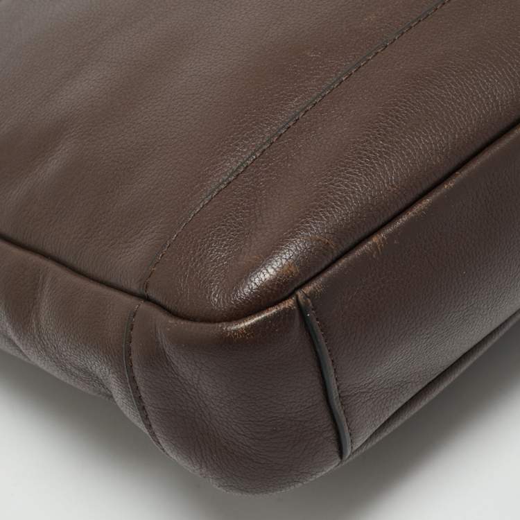 Pre Owned Coach Choco Brown Leather Hamilton Laptop Bag
