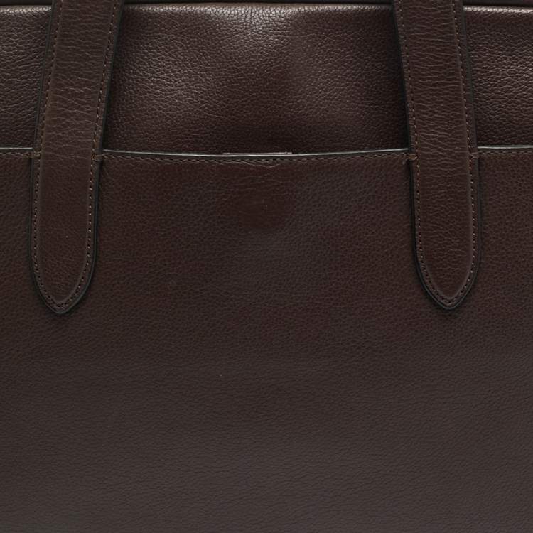 Pre Owned Coach Choco Brown Leather Hamilton Laptop Bag