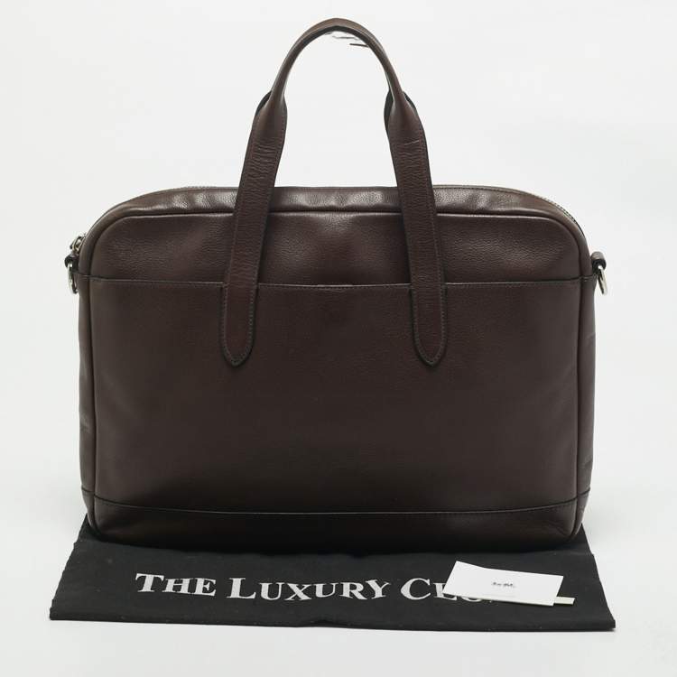 Pre Owned Coach Choco Brown Leather Hamilton Laptop Bag