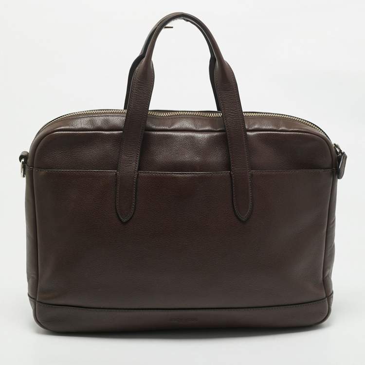 Pre Owned Coach Choco Brown Leather Hamilton Laptop Bag