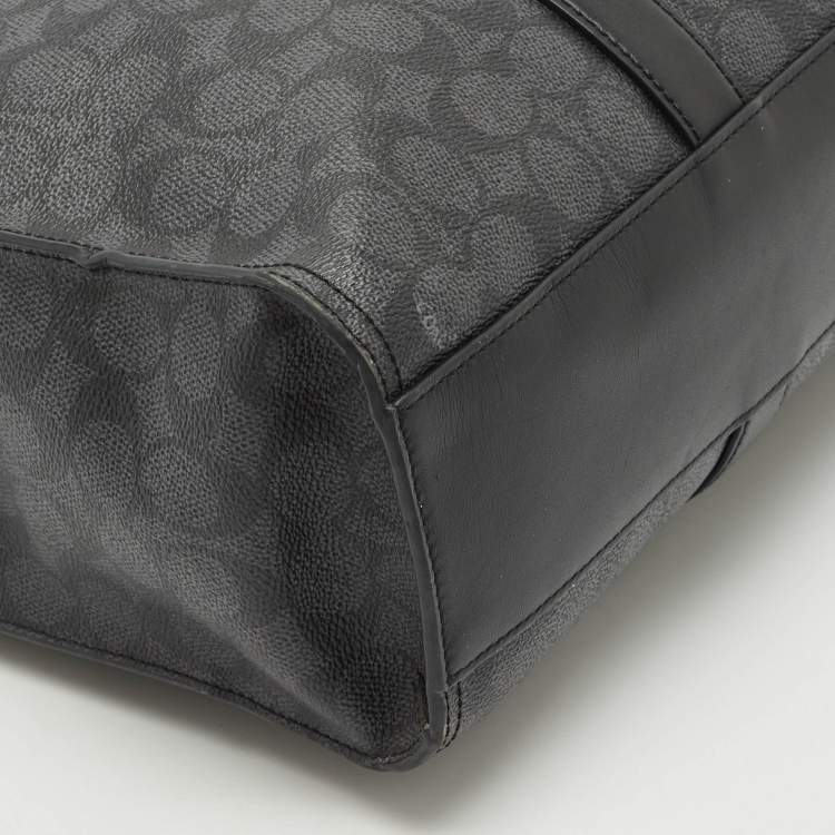 Pre Owned Coach Black Signature Coated Canvas and Leather Metropolitan Portfolio Briefcases Bag