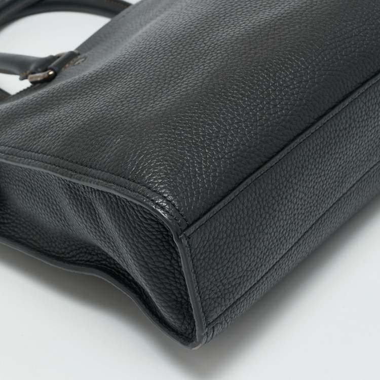 Pre Owned Coach Black Leather Gotham Folio Briefcase Bag