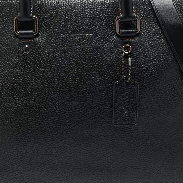 Pre Owned Coach Black Leather Gotham Folio Briefcase Bag