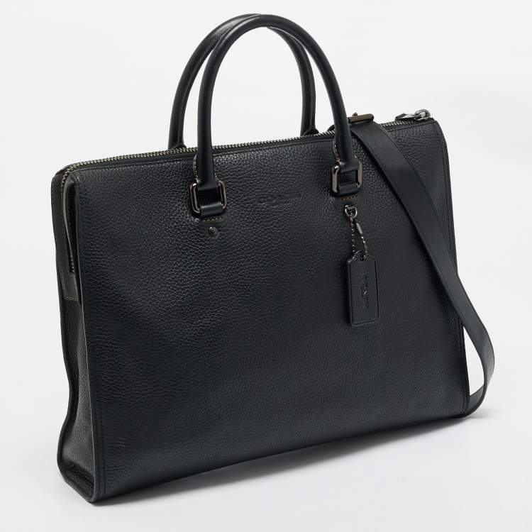 Pre Owned Coach Black Leather Gotham Folio Briefcase Bag