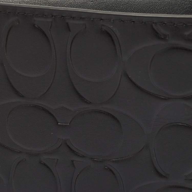 Pre Owned Coach Black Signature Embossed Leather Bifold Wallet