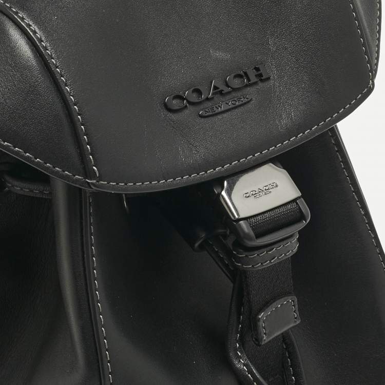 Pre Owned Coach Black Leather Racer Pack Bag