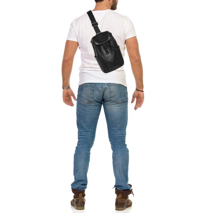 Pre Owned Coach Racer Black Leather Pack Bag