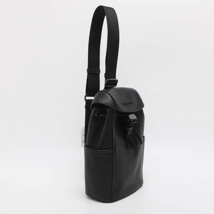 Pre Owned Coach Racer Black Leather Pack Bag