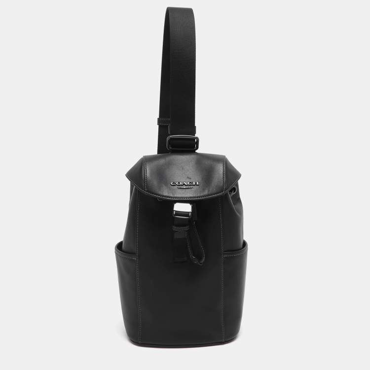 Pre Owned Coach Racer Black Leather Pack Bag