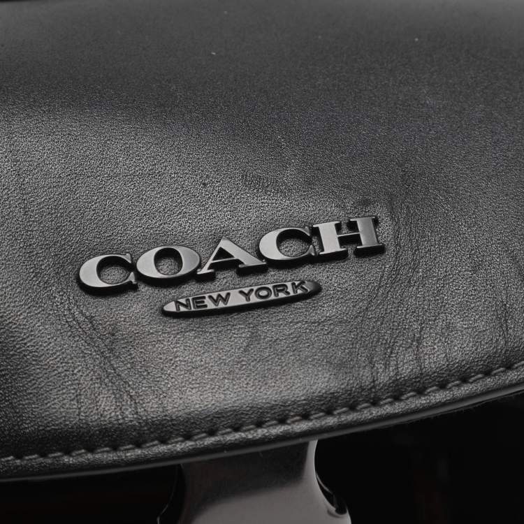 Pre Owned Coach Racer Black Leather Pack Bag