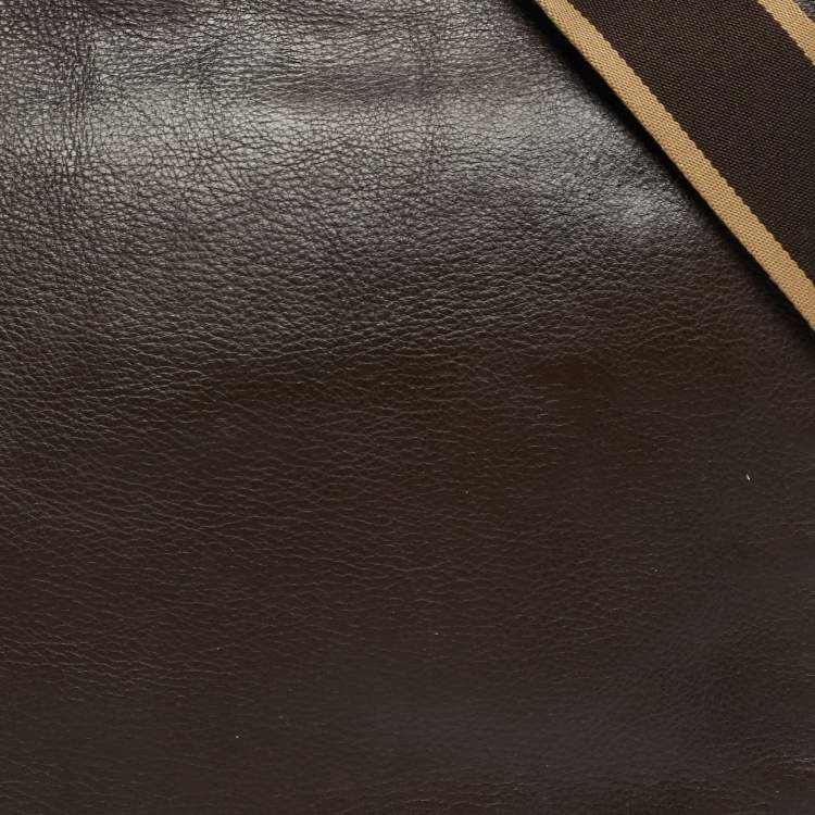 مملوكة مسبقًا Coach Heritage Web Dark Brown Leather Messenger Bag