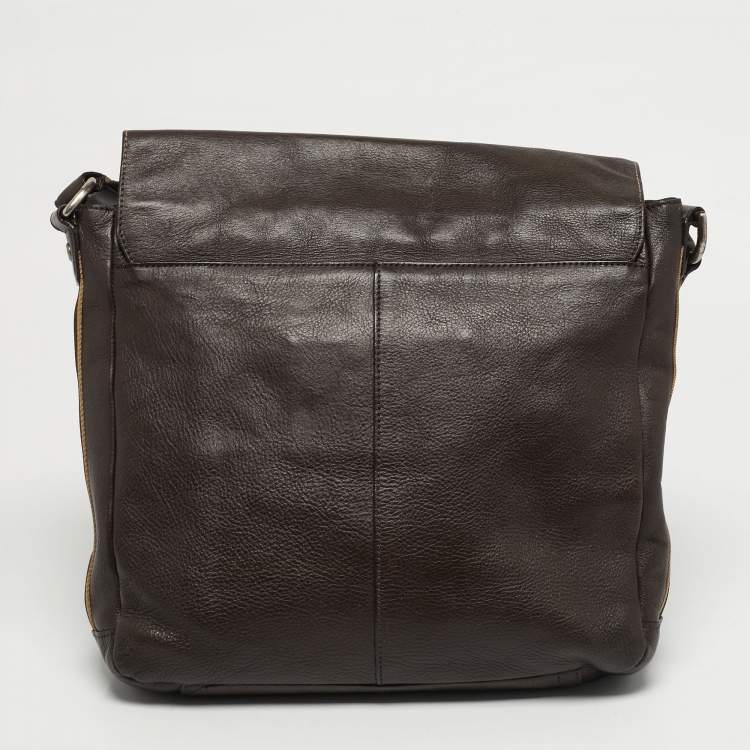 مملوكة مسبقًا Coach Heritage Web Dark Brown Leather Messenger Bag