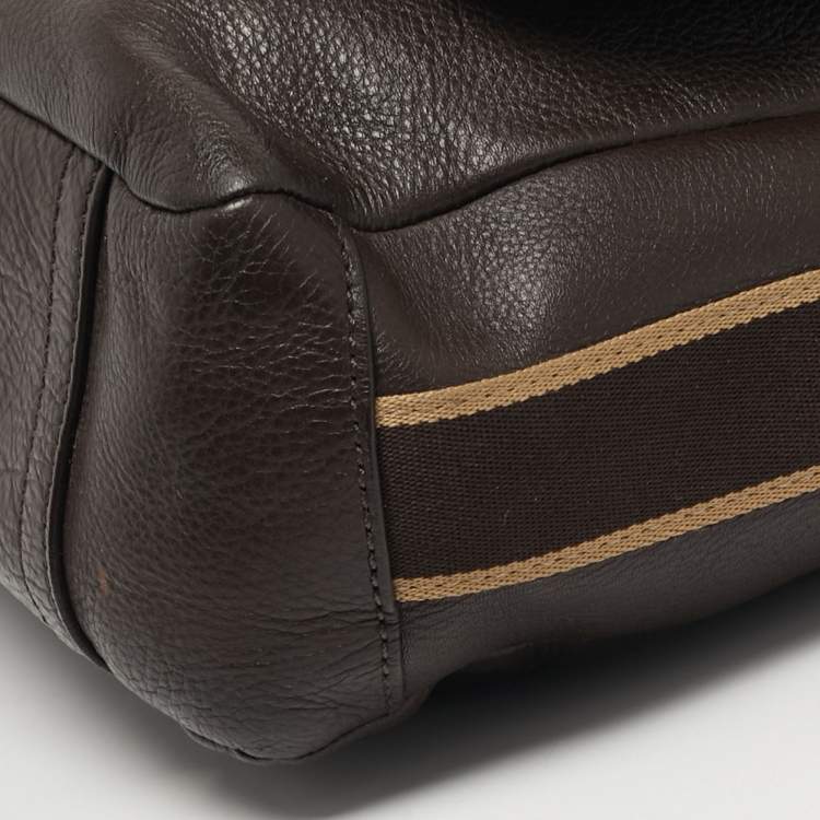 مملوكة مسبقًا Coach Heritage Web Dark Brown Leather Messenger Bag