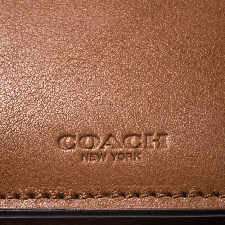 Pre Owned Coach Brown Leather Boxed Breast Pocket Wallet