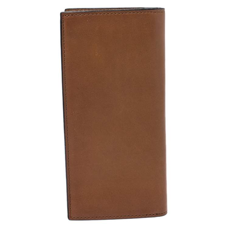 Pre Owned Coach Brown Leather Boxed Breast Pocket Wallet