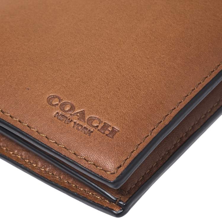 Pre Owned Coach Brown Leather Boxed Breast Pocket Wallet