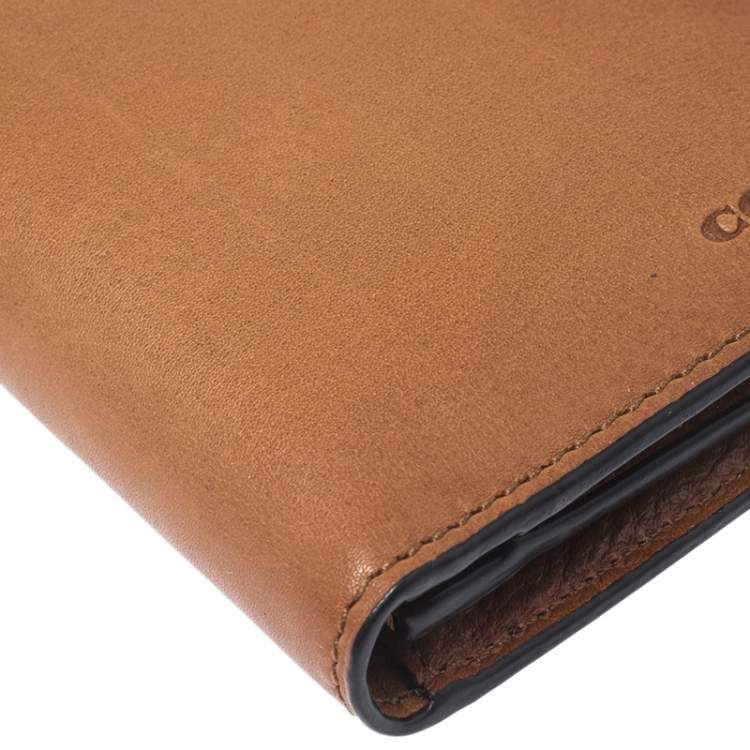 Pre Owned Coach Brown Leather Boxed Breast Pocket Wallet