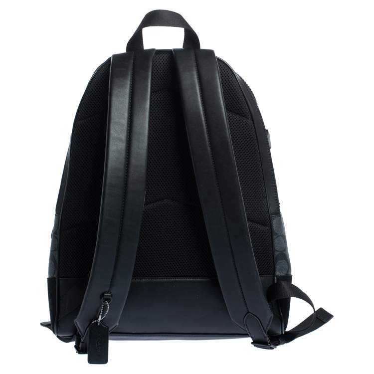 Pre Owned Coach Black Coated Canvas and Leather West Backpack 