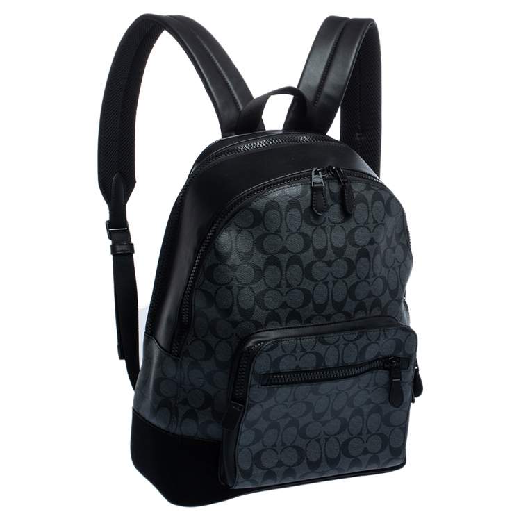 Pre Owned Coach Black Coated Canvas and Leather West Backpack 
