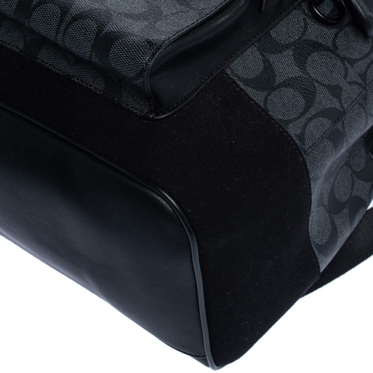 Pre Owned Coach Black Coated Canvas and Leather West Backpack 