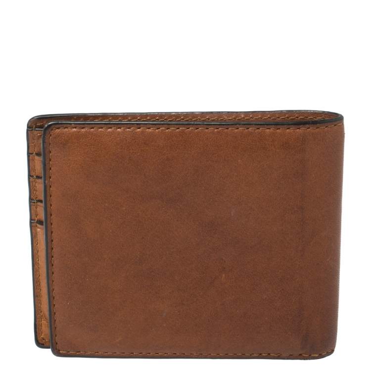 Pre Owned Coach Brown Leather Bifold Wallet