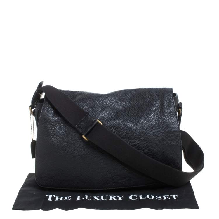 Pre Owned Coach Black Pebbled Leather Courier Legacy Messenger Bag