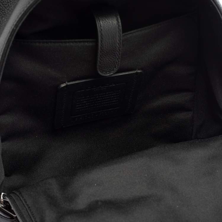 Pre Owned Coach Black Leather and Mesh Varsity Stripe Charles Pack Sling Backpack