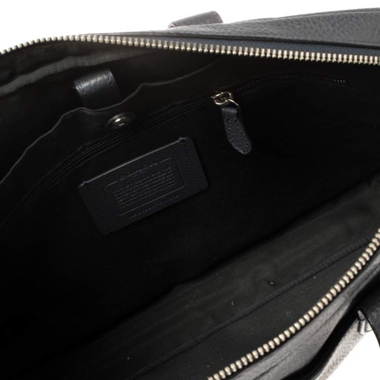 Pre Owned Coach Dark Blue Pebbled Leather Hamilton Laptop Bag