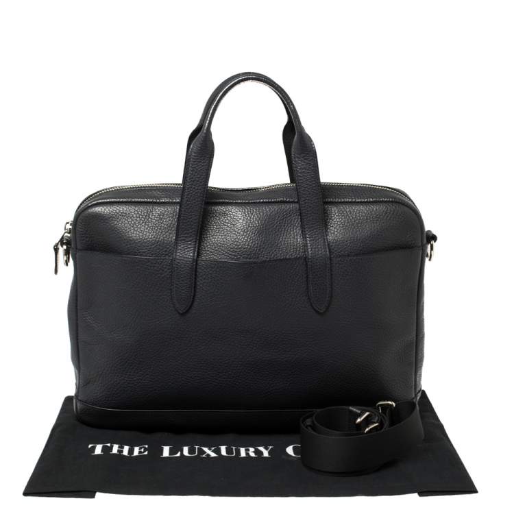 Pre Owned Coach Dark Blue Pebbled Leather Hamilton Laptop Bag