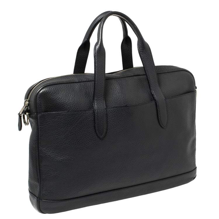 Pre Owned Coach Dark Blue Pebbled Leather Hamilton Laptop Bag