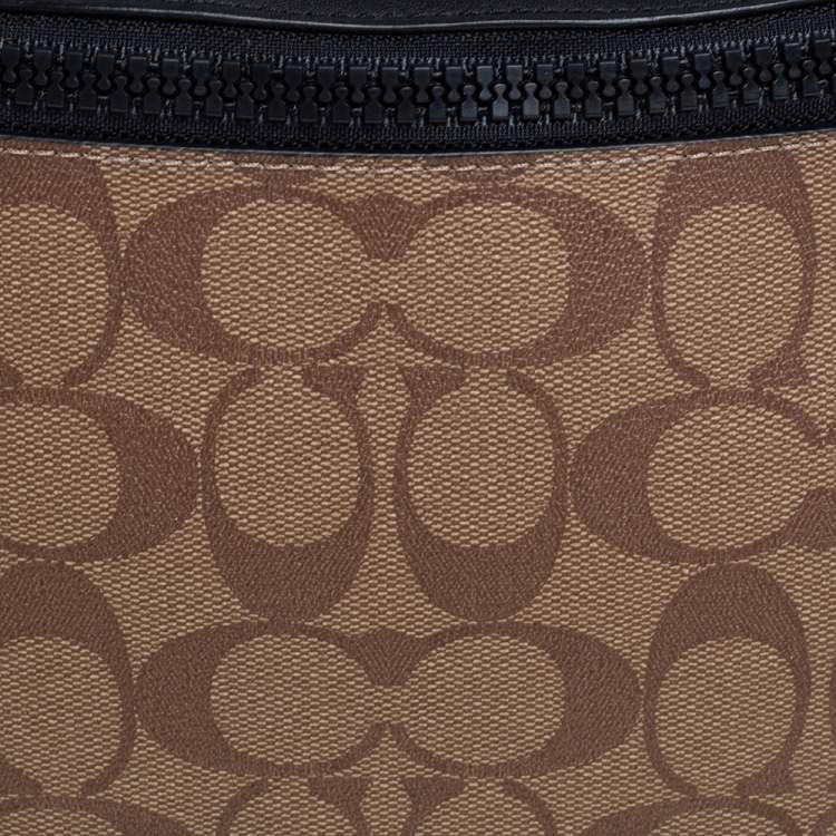 Pre Owned Coach Tri Color Signature Coated Canvas and Leather Warren Belt Bag