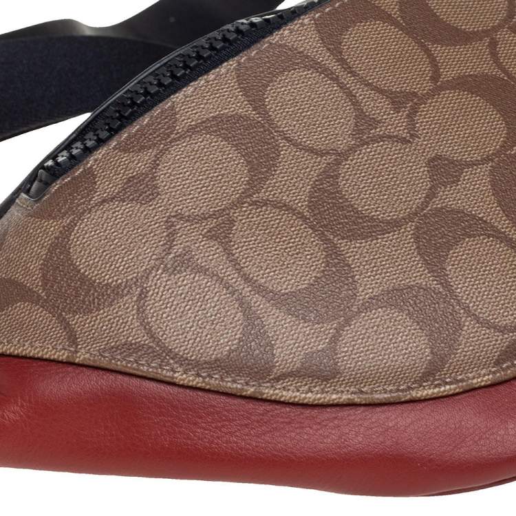 Pre Owned Coach Tri Color Signature Coated Canvas and Leather Warren Belt Bag