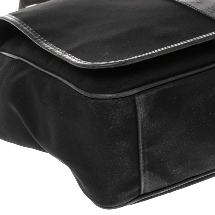 Pre Owned Coach Black Nylon and Leather Trim Large Messenger Bag