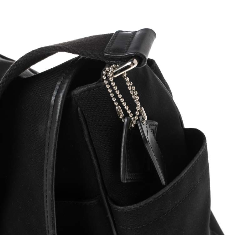 Pre Owned Coach Black Nylon and Leather Trim Large Messenger Bag