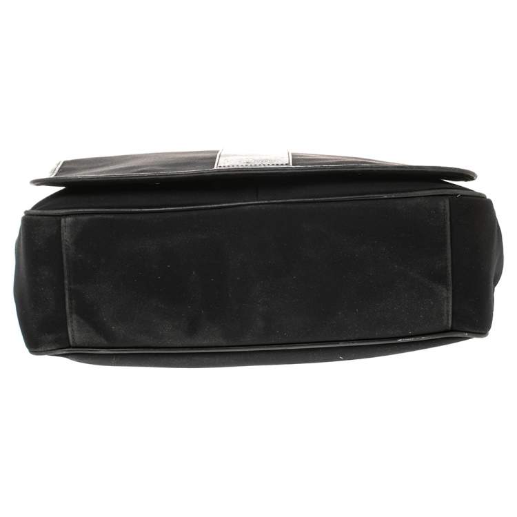 Pre Owned Coach Black Nylon and Leather Trim Large Messenger Bag