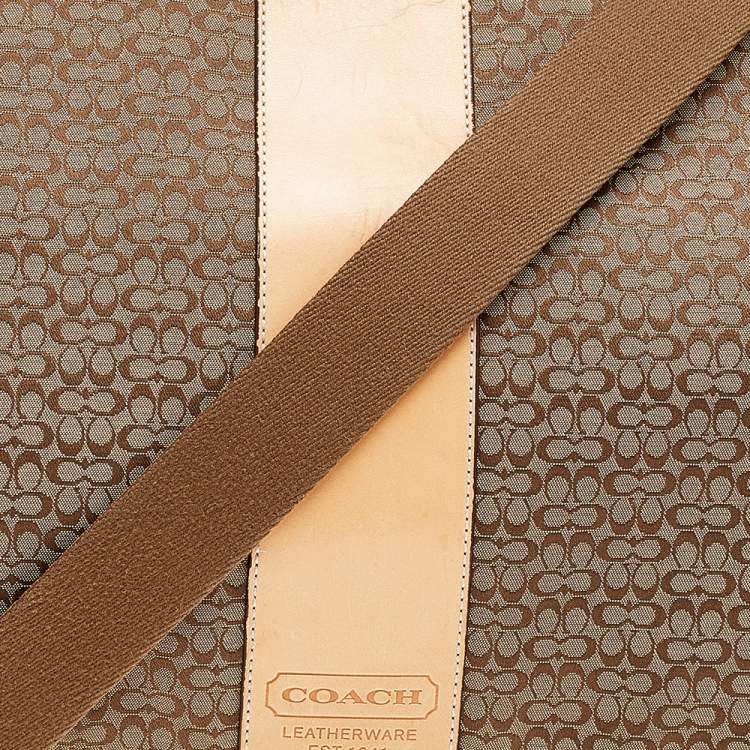 Pre Owned Coach Beige/Brown Signature Canvas And Leather Diaper Messenger Bag
