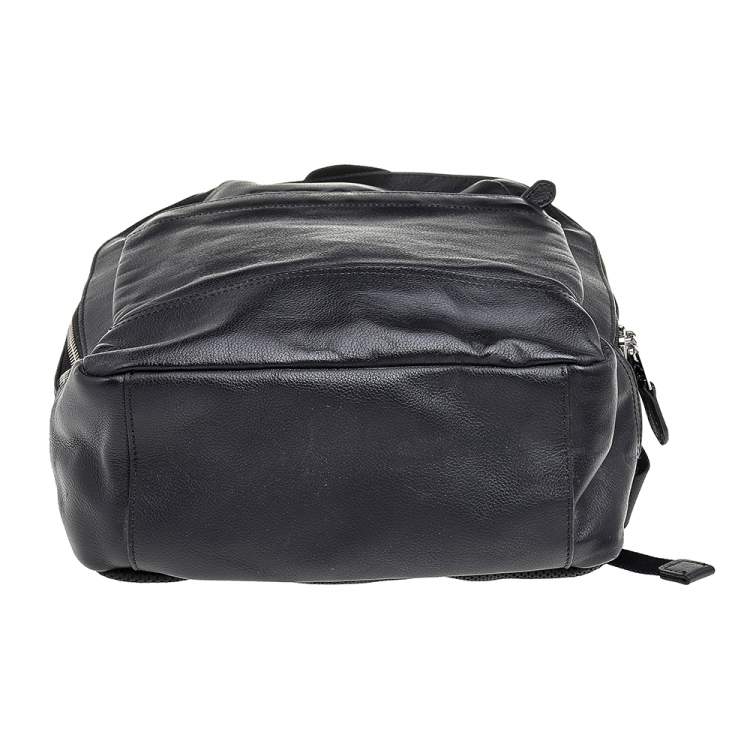 Pre Owned Coach Black Leather And Mesh Charles Slim Backpack