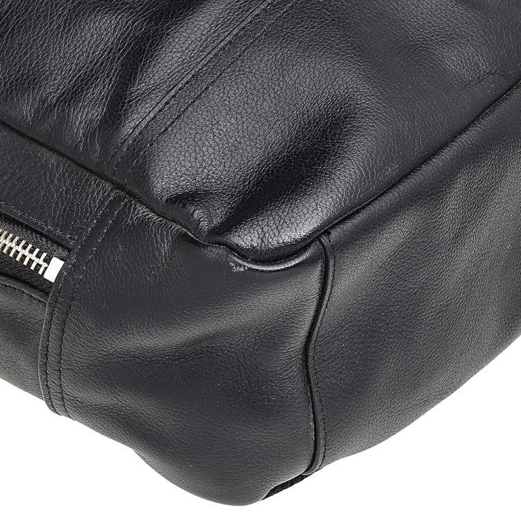 Pre Owned Coach Black Leather And Mesh Charles Slim Backpack
