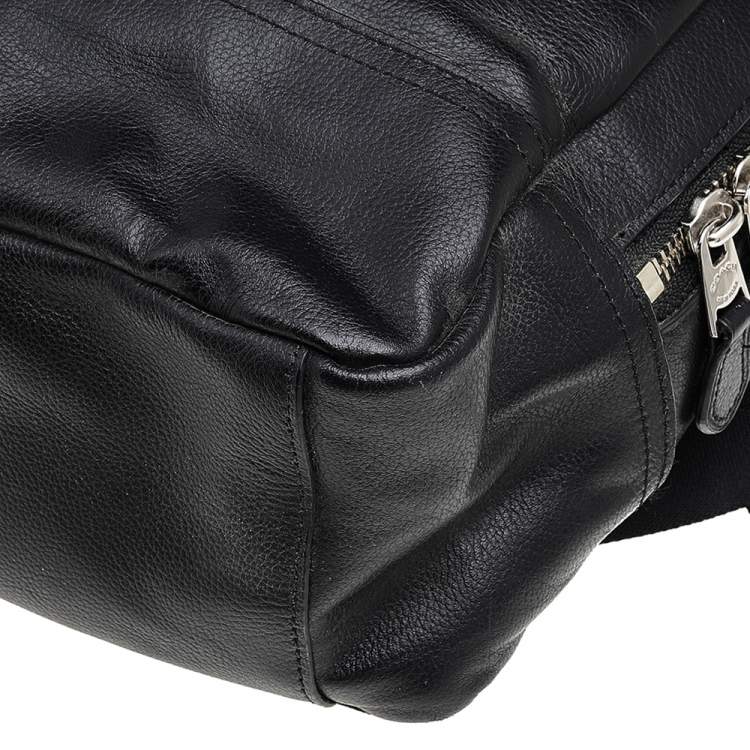 Pre Owned Coach Black Leather And Mesh Charles Slim Backpack