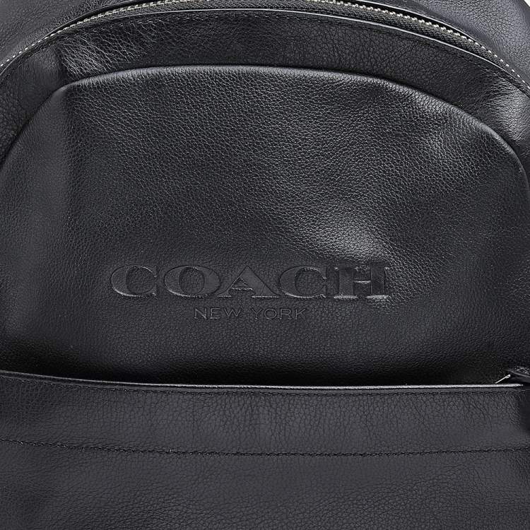 Pre Owned Coach Black Leather And Mesh Charles Slim Backpack