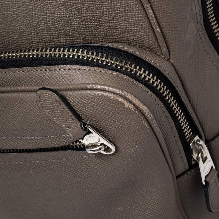 Pre Owned Coach Taupe Leather Backpack