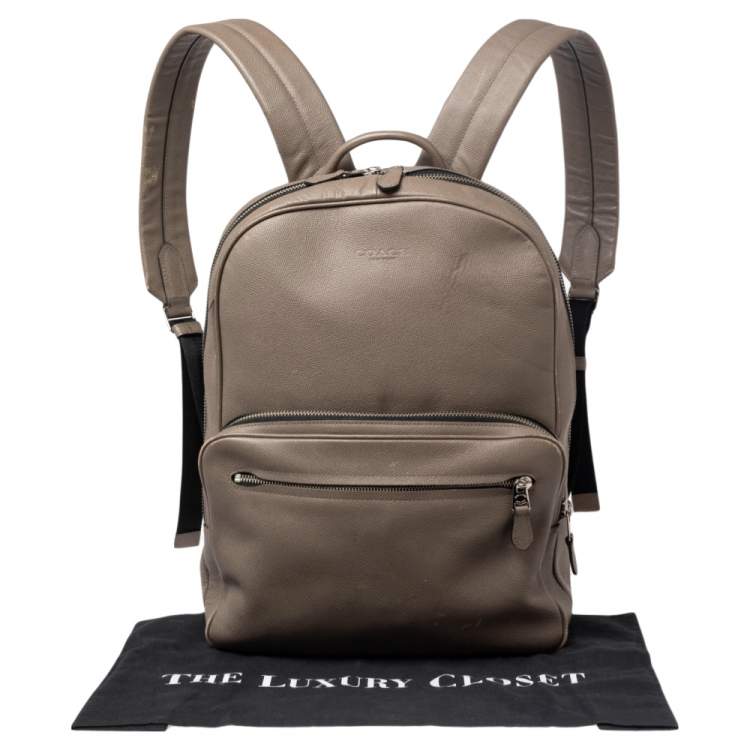 Pre Owned Coach Taupe Leather Backpack