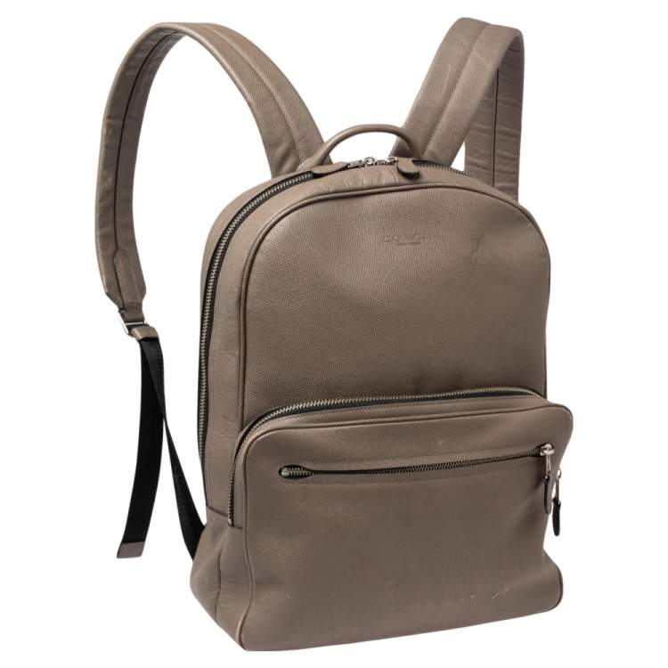 Pre Owned Coach Taupe Leather Backpack