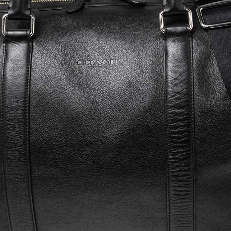Pre Owned Coach Black Leather Voyager Duffel Bag